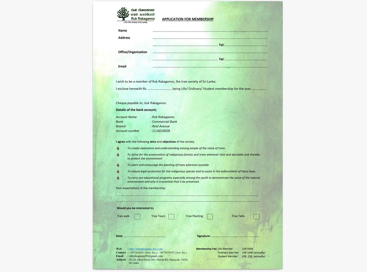 Ruk Rakaganno Membership Application Form